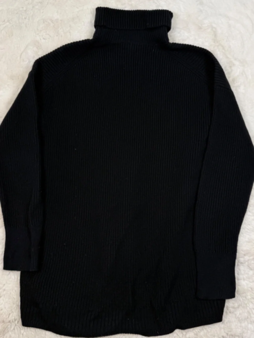 J. Crew Cashmere Cotton Blend Ribbed Relaxed Turtleneck Sweater Black Women's M